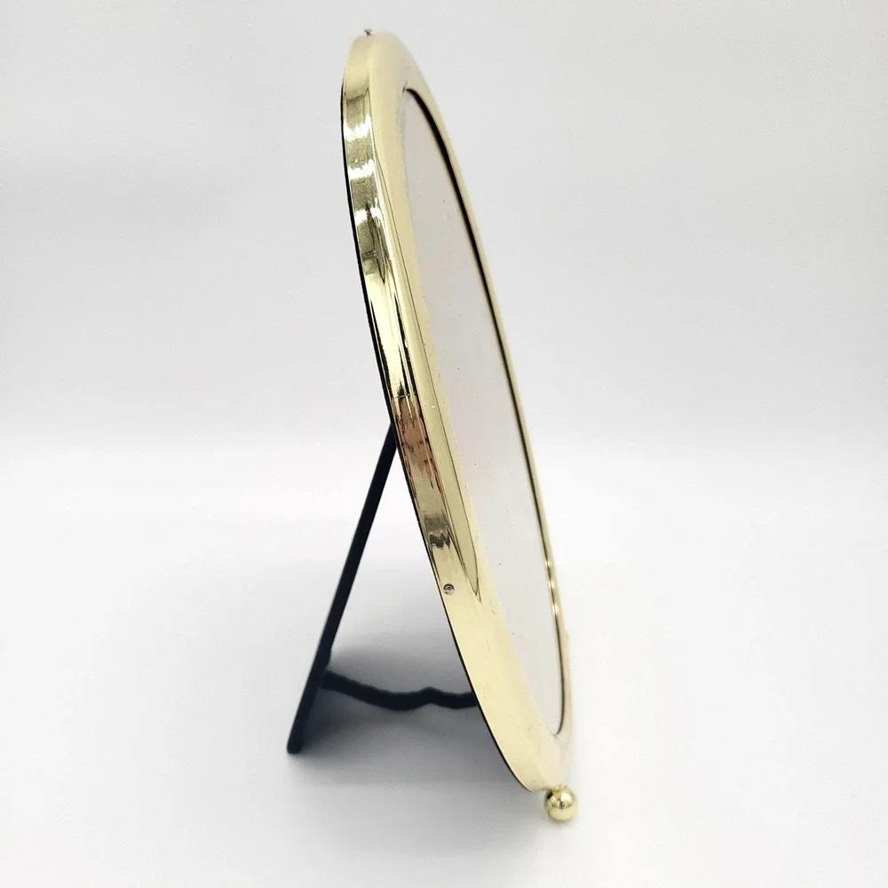 Vintage Hollywood Regency Brass Oval Picture Frame 8x10 Gold Easel Display